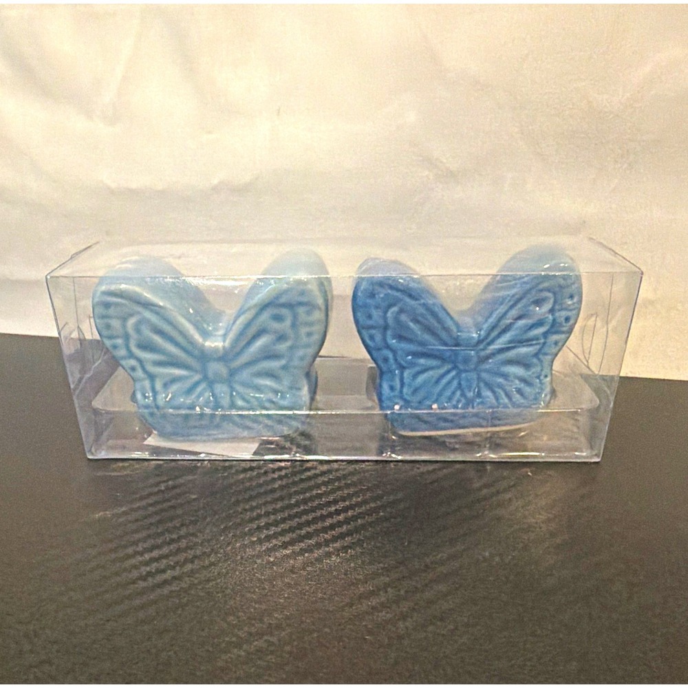 Dolly Parton Blue Butterfly Ceramic Salt & Pepper Shakers Set of 2